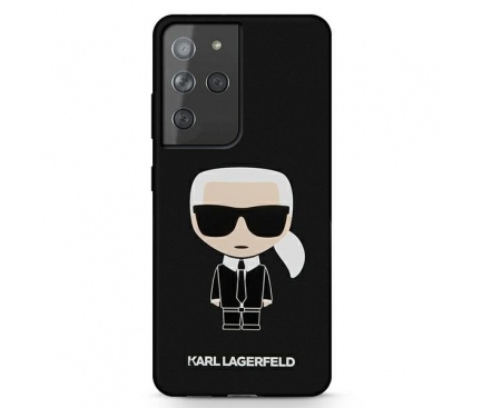 Husa TPU Karl Lagerfeld Iconik Full Body pentru Samsung Galaxy S21 Ultra 5G, Neagra KLHCS21LSLFKBK
