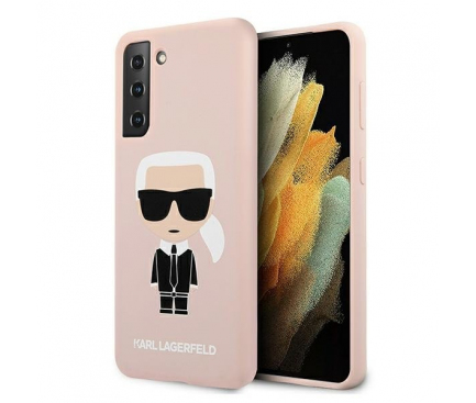 Husa TPU Karl Lagerfeld Iconik Full Body pentru Samsung Galaxy S21 5G, Roz KLHCS21SSLFKPI