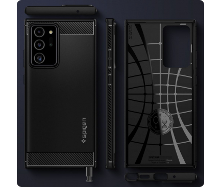 Husa pentru Samsung Galaxy Note 20 Ultra 5G N986 / Note 20 Ultra N985, Spigen, Rugged Armor, Neagra ACS01391