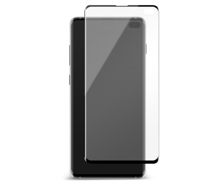 Folie Protectie Ecran OEM pentru Samsung Galaxy S10+ G975, Plastic, Full Face, Full Glue, Neagra