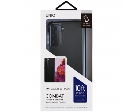 Husa Plastic - TPU UNIQ Combat Antisoc pentru Samsung Galaxy S21 5G, CARBON, Neagra