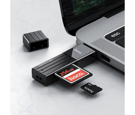 Cititor Card USB HOCO HB20 Mindful, SD - microSD, Negru