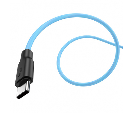 Cablu Date si Incarcare USB la USB Type-C HOCO Fluorescent X21 Plus, 1 m, Bleu 