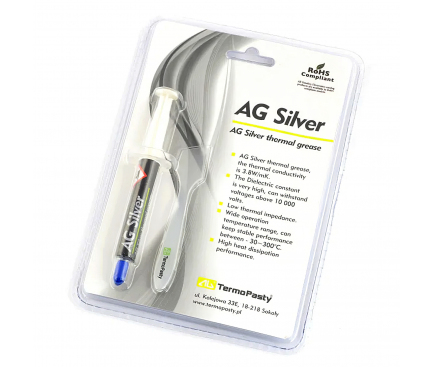 Pasta Termoconductoare Termopasty AG Silver, Tip Seringa, 3g ART.AGT-107