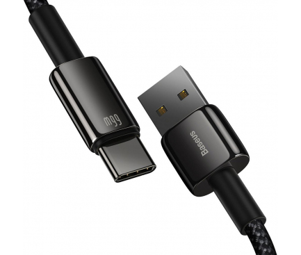 Cablu Date si Incarcare USB la USB Type-C Baseus Tungsten, 2 m, 66W, Negru CATWJ-C01 