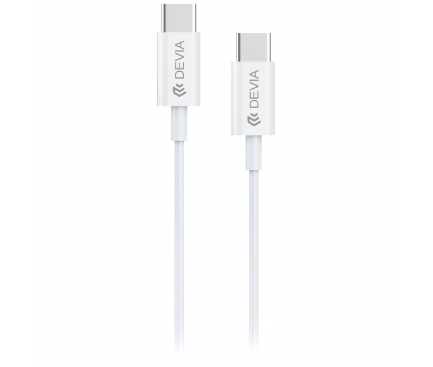 Cablu Date si Incarcare USB Type-C la USB Type-C DEVIA, 1 m, 60W,  Alb