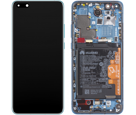 Display - Touchscreen Huawei P40 Pro, Cu Rama, acumulator si piese, Albastru (Deep Sea Blue), Service Pack 02353PJJ 