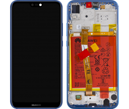 Display - Touchscreen Huawei P20 Lite, Cu Rama, acumulator si piese, Albastru, Service Pack 02351XUA 