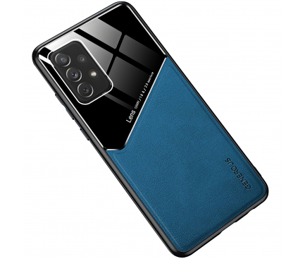 Husa Piele OEM LENS pentru Samsung Galaxy S20 FE G780 / Samsung Galaxy S20 FE 5G G781, cu spate din sticla, Bleumarin 