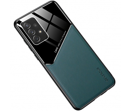 Husa Piele OEM LENS pentru Samsung Galaxy S21 5G, cu spate din sticla, Verde 