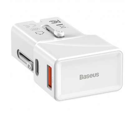 Incarcator Retea Baseus, 18W, 3A, 1 x USB-A - 1 x USB-C, Alb CCTY-02