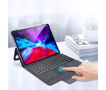 Husa Tableta Piele DUX DUCIS pentru Apple iPad Pro 12.9 (2018) / Apple iPad Pro 12.9 (2020) / Apple iPad Pro 12.9 (2021), cu Tastatura Bluetooth, Neagra 