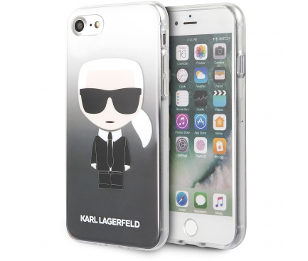 Husa Plastic - TPU Karl Lagerfeld Degrade pentru Apple iPhone 7 / Apple iPhone 8 / Apple iPhone SE (2020), Neagra KLHCI8TRDFKBK 