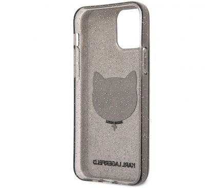 Husa TPU Karl Lagerfeld Choupette Head Glitter pentru Apple iPhone 12 Pro Max, Neagra KLHCP12LCHTUGLB 