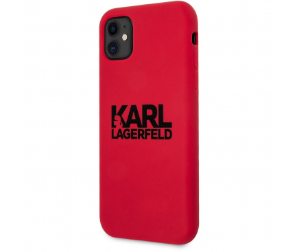 Husa TPU Karl Lagerfeld pentru Apple iPhone 11, Stack Black Logo, Rosie KLHCN61SLKLRE 