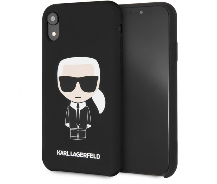 Husa TPU Karl Lagerfeld Full Body Iconic pentru Apple iPhone XR, Neagra KLHCI61SLFKBK 