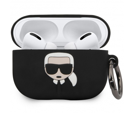 Husa Protectie Casti Karl Lagerfeld Iconic Bundle pentru Apple AirPods Pro, + Baterie Externa 2000 mA, Neagra KLBPPBOAPK 