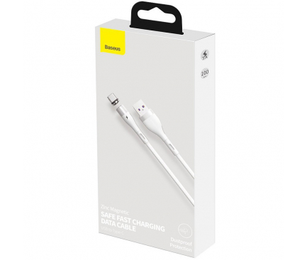 Cablu Incarcare USB la USB Type-C Baseus Magnetic, 1 m, 5A, Alb CATXC-N02 