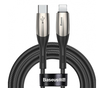 Cablu Date si Incarcare USB Type-C la Lightning Baseus Horizontal, 2 m, 18W, Negru CATLSP-B01 