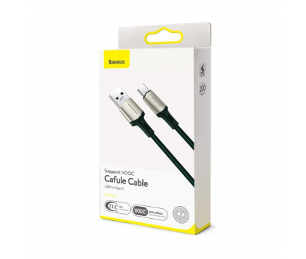 Cablu Date si Incarcare USB la USB Type-C Baseus Cafule, 1 m, 5A, Verde CATKLF-VA06 