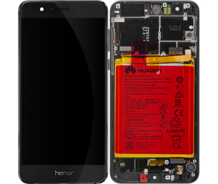 Display - Touchscreen Honor 8, Cu Rama, cu acumulator si piese, Negru 02350VAS 