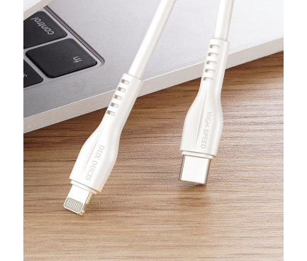 Cablu Date si Incarcare USB Type-C la Lightning DUX DUCIS K-V, 1 m, 20W, 2.4A, Alb 