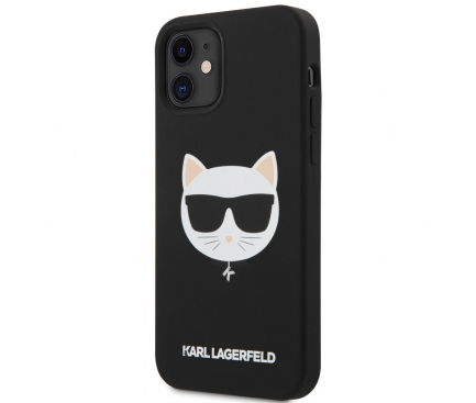 Husa TPU Karl Lagerfeld Choupette Head pentru Apple iPhone 12 mini, Neagra KLHCP12SSLCHBK 