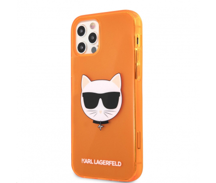 Husa TPU Karl Lagerfeld Choupette Head pentru Apple iPhone 12 / Apple iPhone 12 Pro, Portocalie KLHCP12MCHTRO 