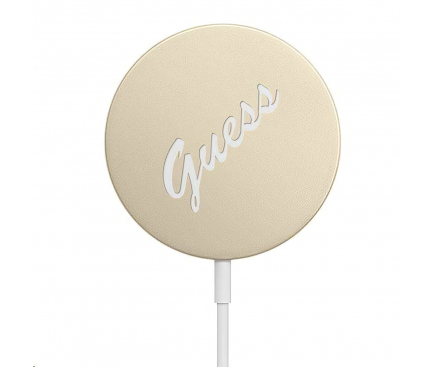 Incarcator Retea Wireless Guess Magnetic Vintage, MagSafe, Quick Charge, 15W, Auriu GUCBMSVSLG 