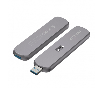 Rack Extern USB BlitzWolf pentru SSD M.2 B-Key SATA 3, USB, Argintiu BW-SSDE5
