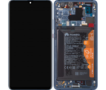 Display - Touchscreen Huawei Mate 20 X, Cu Rama, acumulator si piese, Albastru, Service Pack 02352GBD 