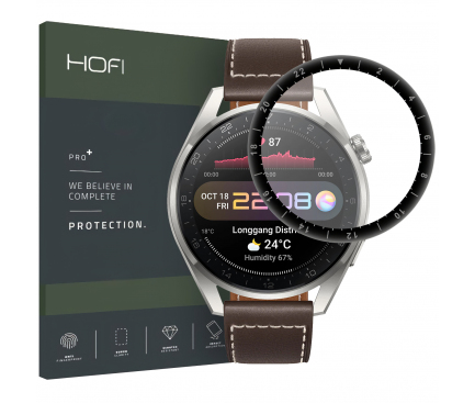 Folie Protectie Ecran HOFI pentru Huawei Watch 3 Pro 48 mm, Sticla Flexibila, Hybrid, 0.3mm, 7H, Neagra 