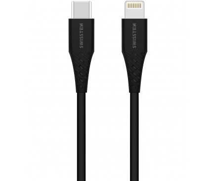Cablu Date si Incarcare USB Type-C la Lightning Swissten, 0.4 m, Negru 