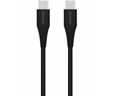 Cablu Date si Incarcare USB Type-C la USB Type-C Swissten, 0.4 m, Negru 