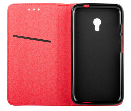 Husa Piele OEM Smart Magnet pentru Xiaomi Redmi Note 10 / Xiaomi Redmi Note 10S, Rosie 