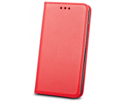Husa Piele OEM Smart Magnet pentru Xiaomi Redmi Note 10 Pro, Rosie 