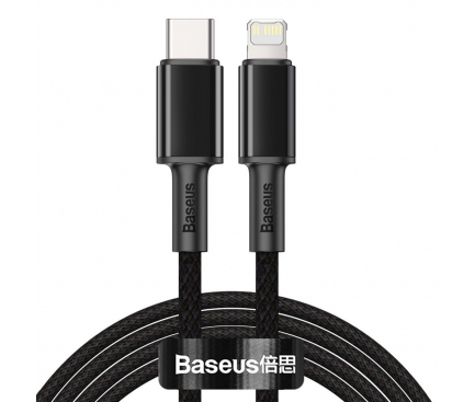 Cablu Date si Incarcare USB-C - Lightning Baseus High Density Braided, 20W, 2m, Negru CATLGD-A01