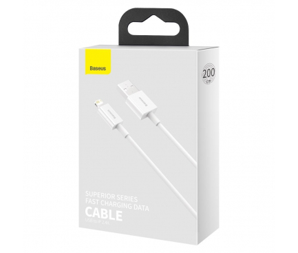 Cablu Date si Incarcare USB-A - Lightning Baseus Superior Series, 20W, 2m, Alb CALYS-C02