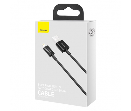 Cablu Date si Incarcare USB-A - Lightning Baseus Superior Series, 20W, 2m, Negru CALYS-C01