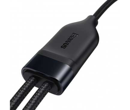 Cablu Date si Incarcare USB Type-C - Lightning / USB Type-C Baseus 2 in 1, 1.2 m, 100W, Negru CA1T2-F01