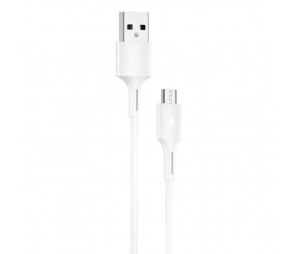 Cablu Date si Incarcare USB la MicroUSB WK-Design YouPin, 1 m, 3A, Alb WDC-136m 