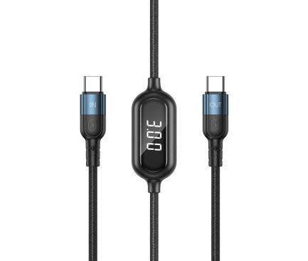 Cablu Incarcare si date USB Type-C la USB Type-C Remax Litxn Series, 1 m, 60W, Afisaj Led, Negru RC-193a 