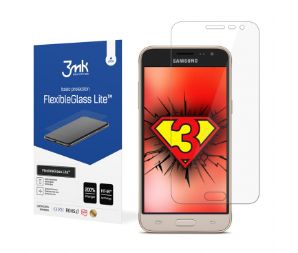 Folie Protectie Ecran 3MK FlexibleGlass Lite pentru Samsung Galaxy J3 (2016) J320, Sticla Flexibila, 0.16mm 