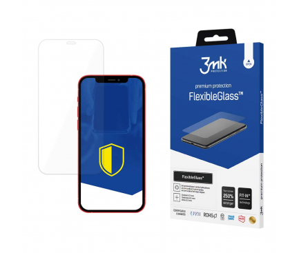 Folie de protectie Ecran 3MK FlexibleGlass pentru Apple iPhone 12 / 12 Pro, Sticla Flexibila, Full Glue