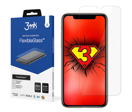 Folie Protectie Ecran 3MK FlexibleGlass pentru Apple iPhone X / Apple iPhone XS / Apple iPhone 11 Pro, Sticla Flexibila, 7H