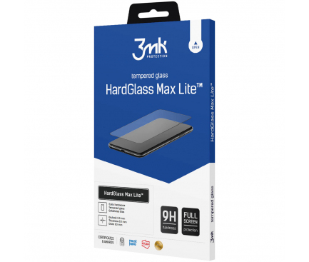 Folie Protectie Ecran 3MK HardGlass Max Lite pentru Huawei P30 lite, Sticla securizata, Full Face, Full Glue, Neagra 