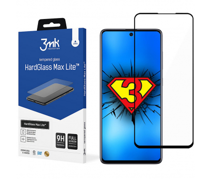 Folie Protectie Ecran 3MK HardGlass Max Lite pentru Samsung Galaxy A72 4G A725 / Samsung Galaxy A72 5G A726, Sticla securizata, Full Face, Full Glue, Neagra 