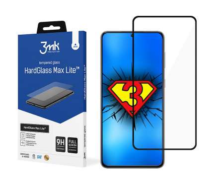 Folie de protectie Ecran 3MK HardGlass Max Lite pentru Samsung Galaxy S21+ 5G G996, Sticla securizata, Full Glue, Neagra