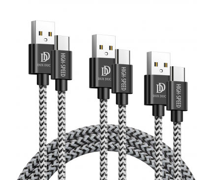 Cablu Date si Incarcare USB la USB Type-C DUX DUCIS K-ONE Series, 0.25 m / 1m / 2m, 2A , Set 3 Bucati, Negru