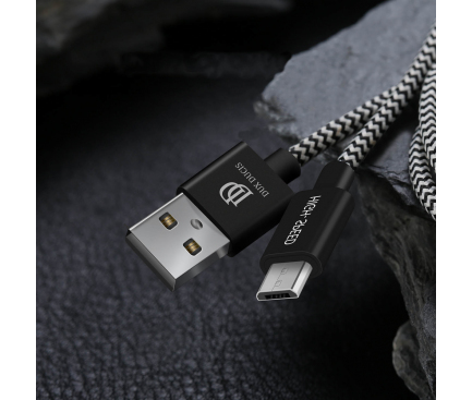 Cablu Date si Incarcare USB la MicroUSB DUX DUCIS K-ONE Series, 2 m, 2.1A, Negru 